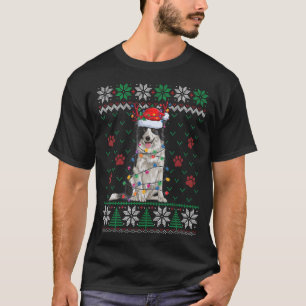 Border Collie Christmas Lights Santa Reindeer Ugly T-Shirt