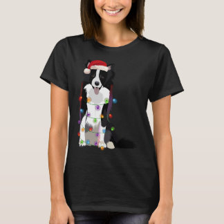 Border Collie Christmas Lights Xmas Dog Lover T-Shirt