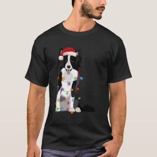 Border Collie Christmas Lights Xmas Dog Lover T-Shirt