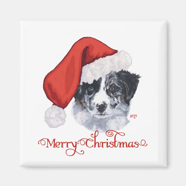 Border Collie Christmas Magnet (Front)