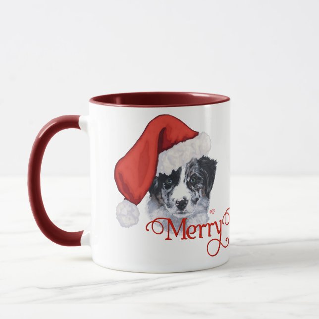 Border Collie Christmas Mug (Left)