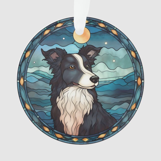 Border Collie Christmas Ornament (Front)
