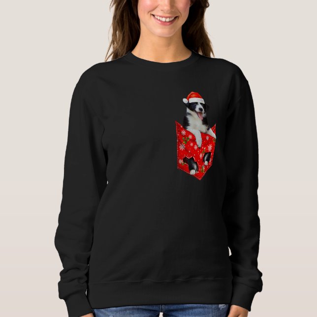 Border Collie Christmas Pocket for Border Collie Sweatshirt (Front)