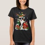 Border Collie Christmas Reindeer Santa Light Dog P T-Shirt<br><div class="desc">Border Collie Christmas Reindeer Santa Light Dog Puppy Xmas</div>