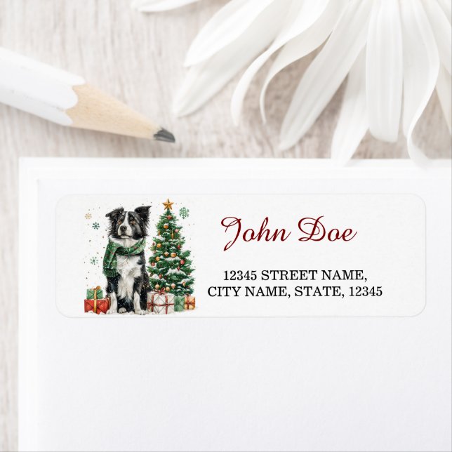 Border Collie Christmas Return Address Return Address Label (Insitu)