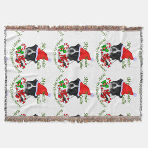 Border Collie Christmas Throw Blanket