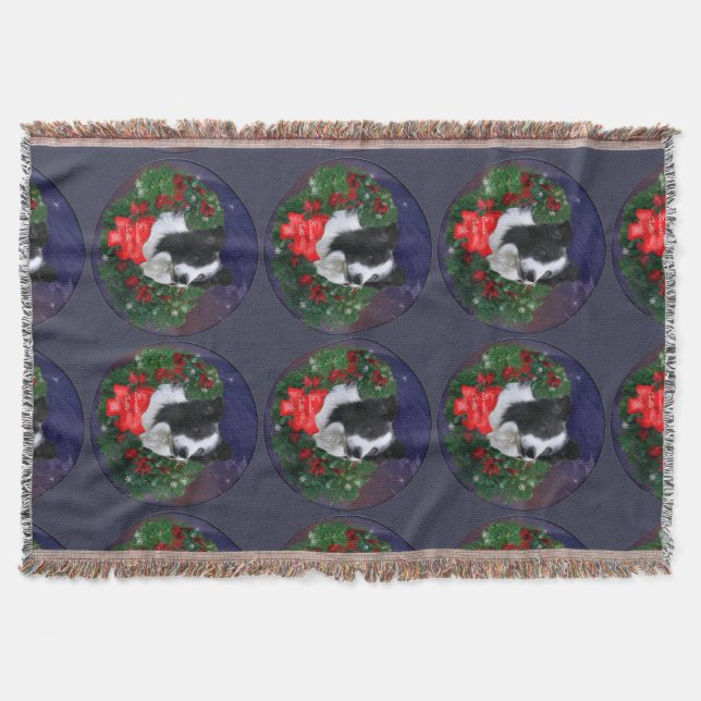 Border Collie Christmas Throw Blanket (Front)