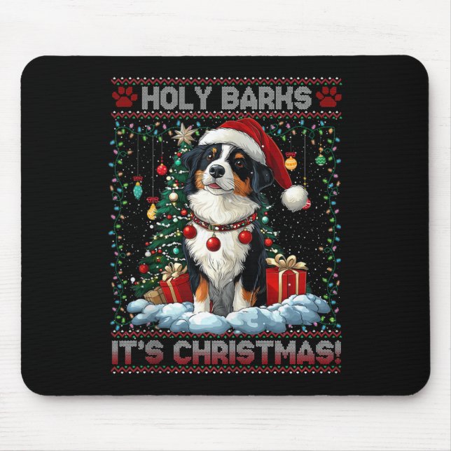 Border Collie Christmas Tree Decorations Dog Lover Mouse Pad (Front)
