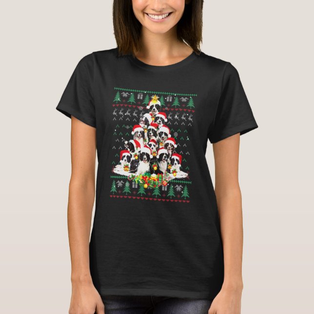 Border Collie Christmas Tree Ugly Sweater Dog Pupp (Front)