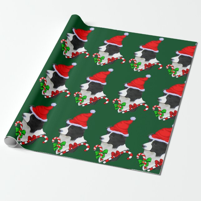 Border Collie Christmas Wrapping Paper (Unrolled)