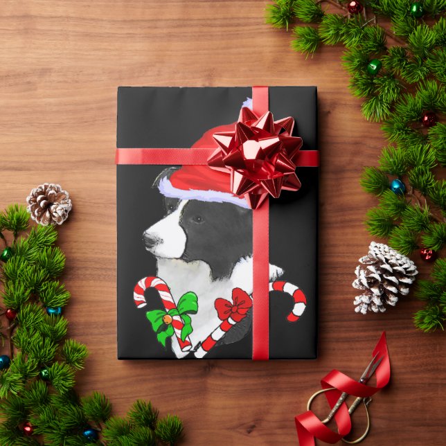 Border Collie Christmas Wrapping Paper (Holiday Gift)