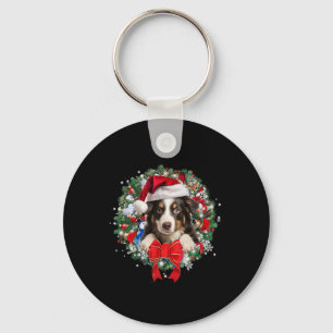 Border Collie Christmas Wreath Decoration Xmas Paj Key Ring