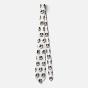 Border Collie Christmas Wreath Festive Pup Tie