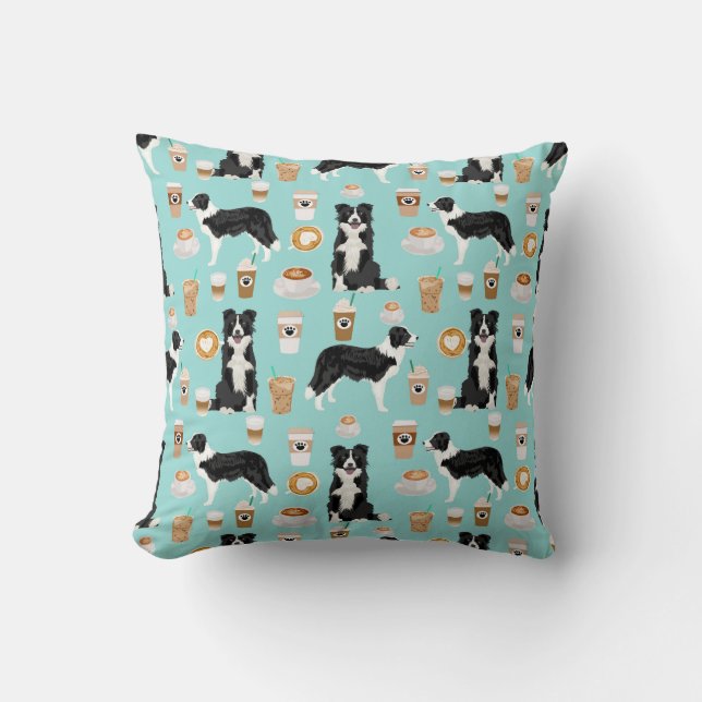 Border Collie Coffee dog pillow (Front)
