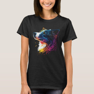 Border Collie Colorful Pop Splash Tie Dye  1 T-Shirt