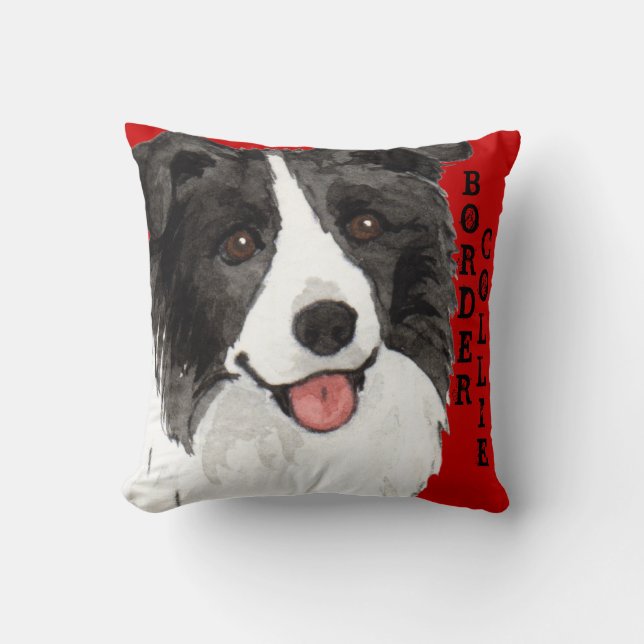 Border Collie Colour Block Cushion (Front)