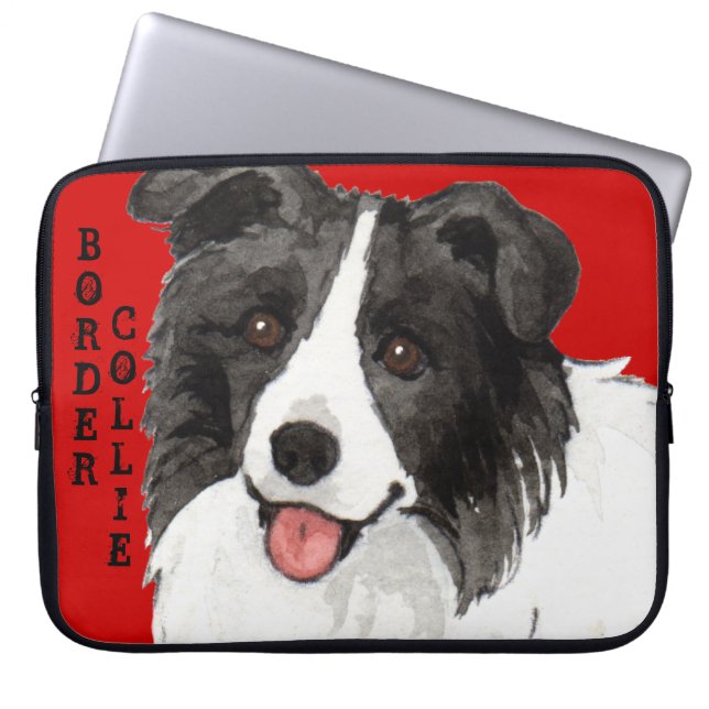 Border Collie Colour Block Laptop Sleeve (Front)