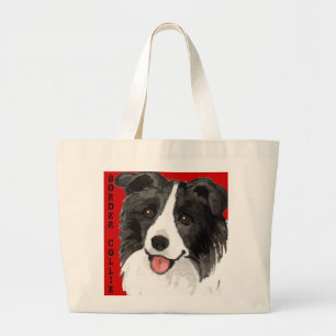 Border Collie Colour Block Large Tote Bag
