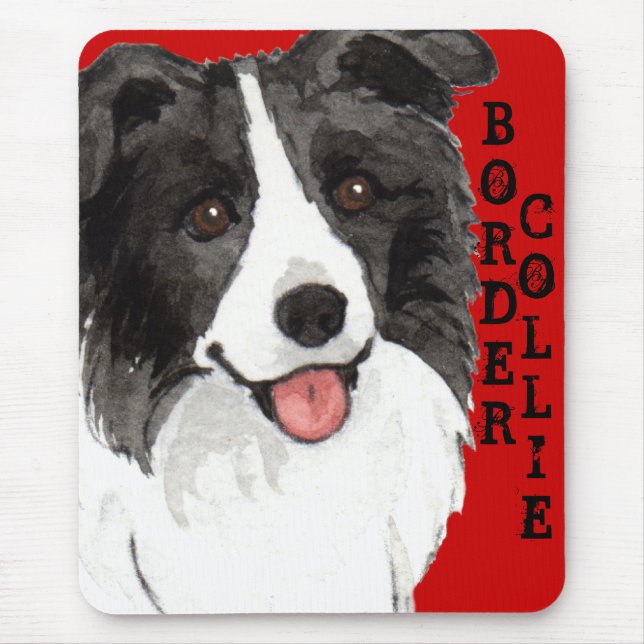 Border Collie Colour Block Mouse Pad (Front)