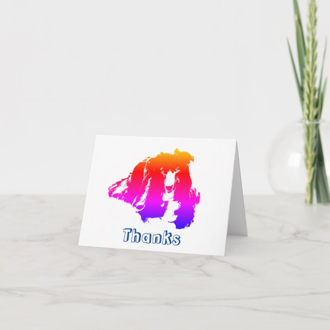Border Collie Colour Silhouette Dog Thank You Card (Front)
