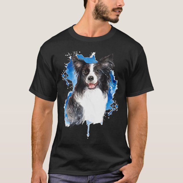 Border Collie Colourful Dog Lover T-Shirt (Front)
