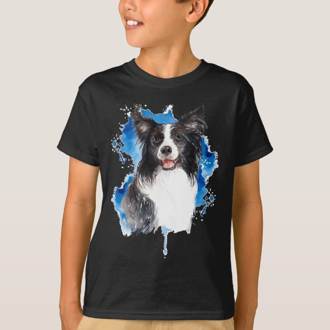 Border Collie Colourful Dog Lover T-Shirt (Front)