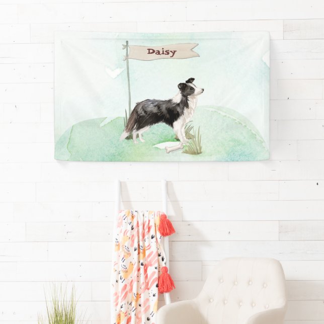 Border Collie Congratulations on New Dog Banner (Insitu)