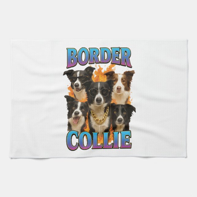Border Collie Copy Tea Towel (Horizontal)