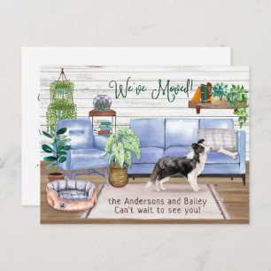 Border Collie Cosy New Home Moving         Announcement Postcard