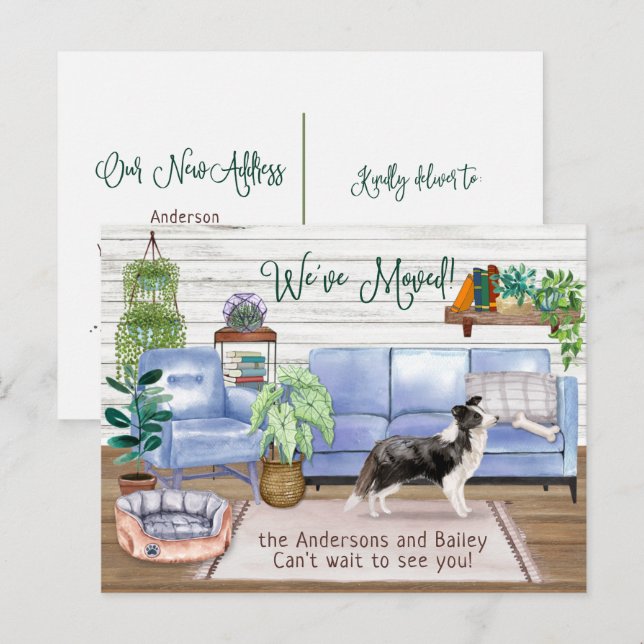 Border Collie Cosy New Home Moving         Announcement Postcard (Front/Back)