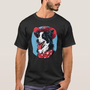Border Collie Cowboy Funny Dog Wild West T-Shirt