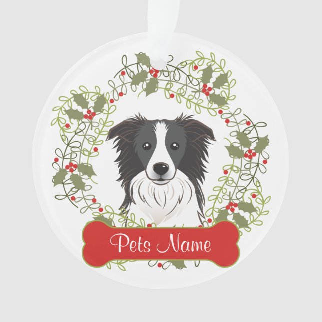 Border Collie Customisable Ornament (Front)