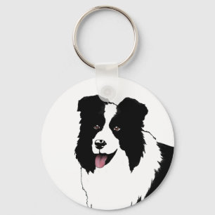 Border Collie Customise Text Background Colour Key Ring
