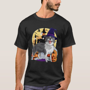 Border Collie Cute Dog Halloween Witch Pumpkin T-Shirt