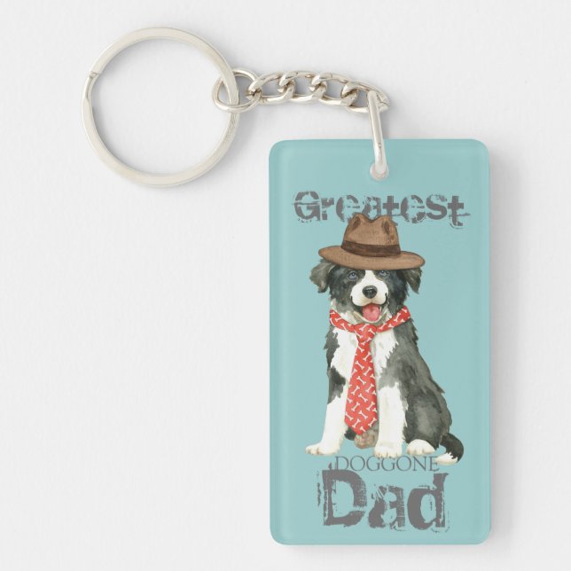 Border Collie Dad Key Ring (Front)