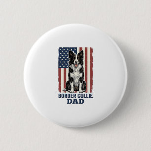Border Collie Dad Patriotic Vintage Dog Shirt Desi 6 Cm Round Badge