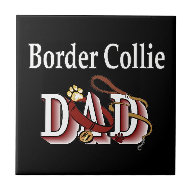 Border Collie Dad Tile (Front)