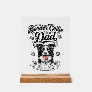 Border Collie Dad Vintage Engraving Dog Shirt Desi Acrylic Sign