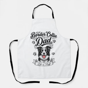 Border Collie Dad Vintage Engraving Dog Shirt Desi Apron