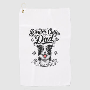 Border Collie Dad Vintage Engraving Dog Shirt Desi Golf Towel