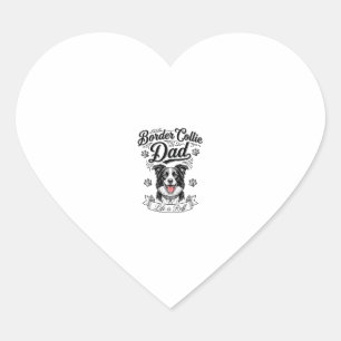 Border Collie Dad Vintage Engraving Dog Shirt Desi Heart Sticker