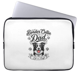 Border Collie Dad Vintage Engraving Dog Shirt Desi Laptop Sleeve