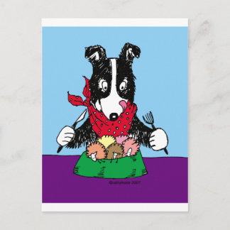 Border Collie Dinner Postcard