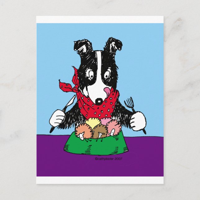 Border Collie Dinner Postcard (Front)