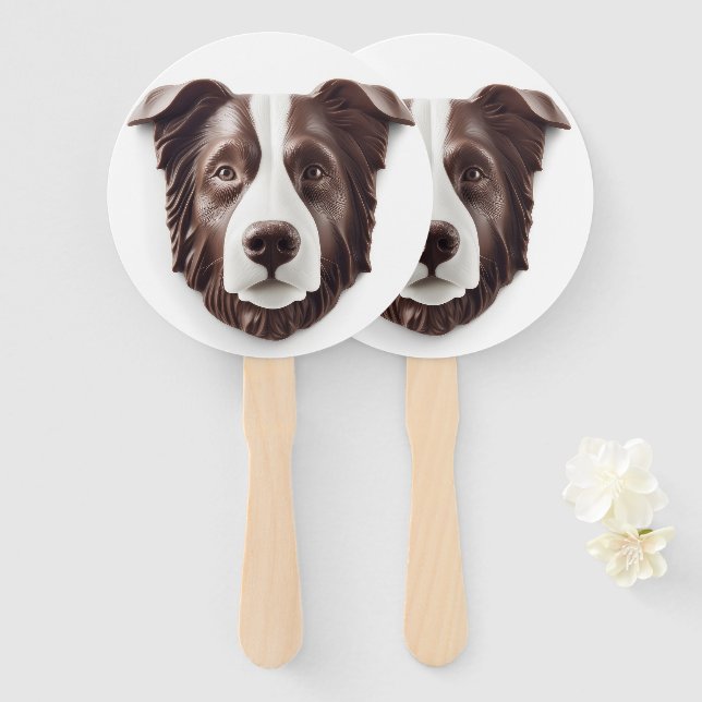 Border Collie Dog 3D Inspired Hand Fan (Front and Back)
