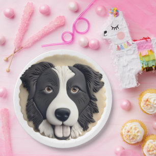 Border Collie Dog 3D Inspired Paper Plate