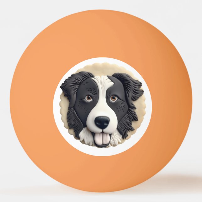 Border Collie Dog 3D Inspired  Ping Pong Ball (Front)