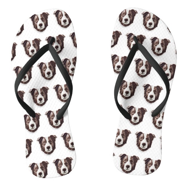 Border Collie Dog 3D Inspired Thongs (Footbed)