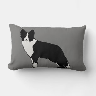 Border Collie Dog Abstract Illustration Grey Lumbar Cushion