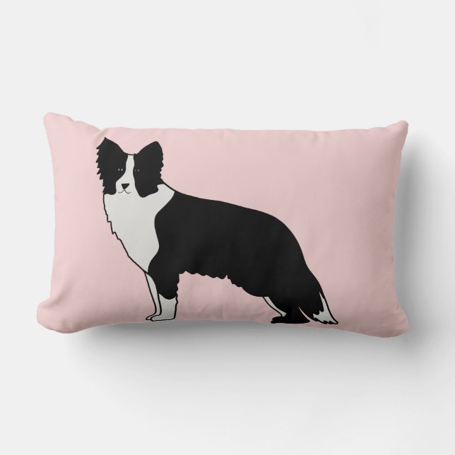 Border Collie Dog Abstract Illustration Pink  Lumbar Cushion (Front)